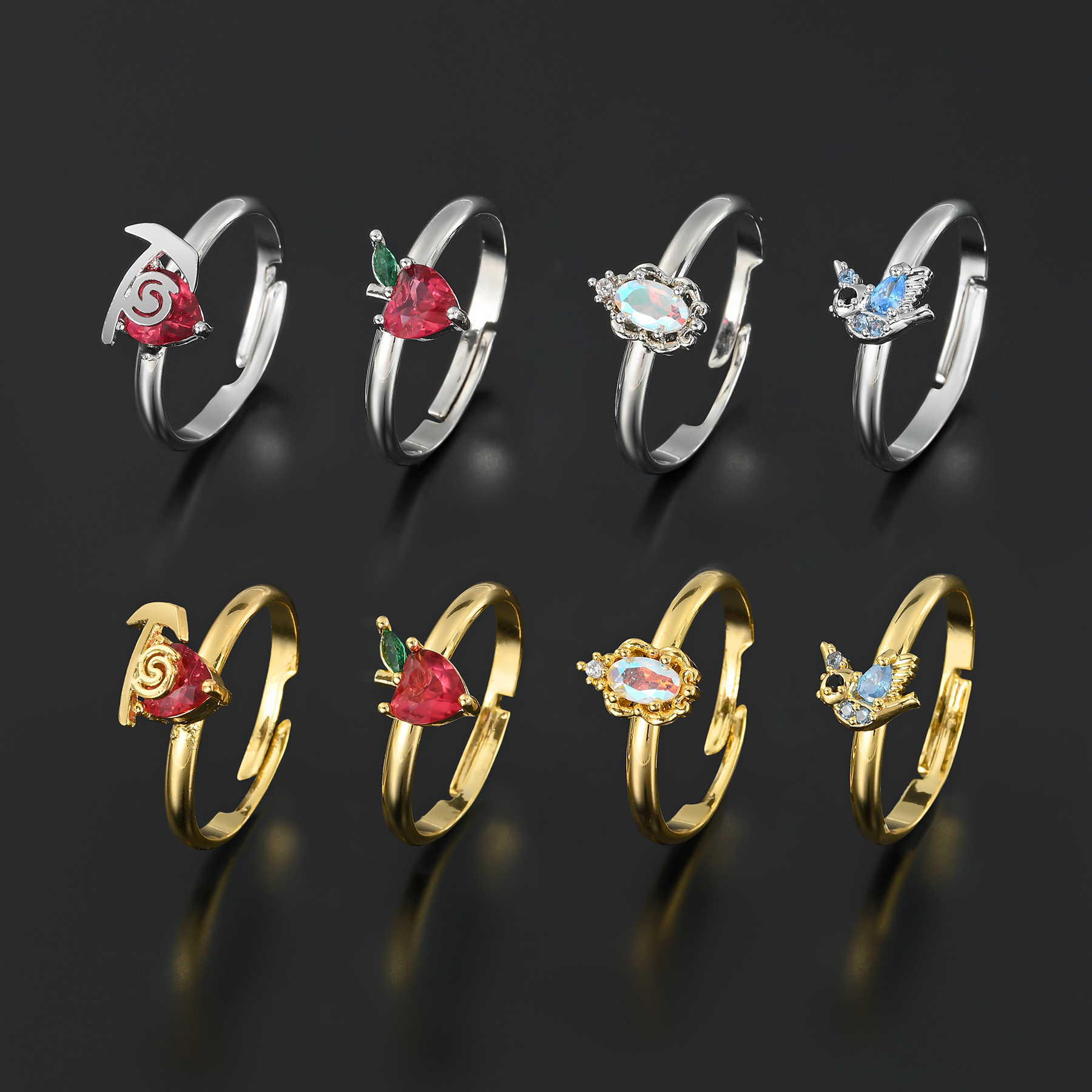Cute Cartoon Copper Plating Inlay Zircon Gold Plated Silver Plated Open Rings display picture 2