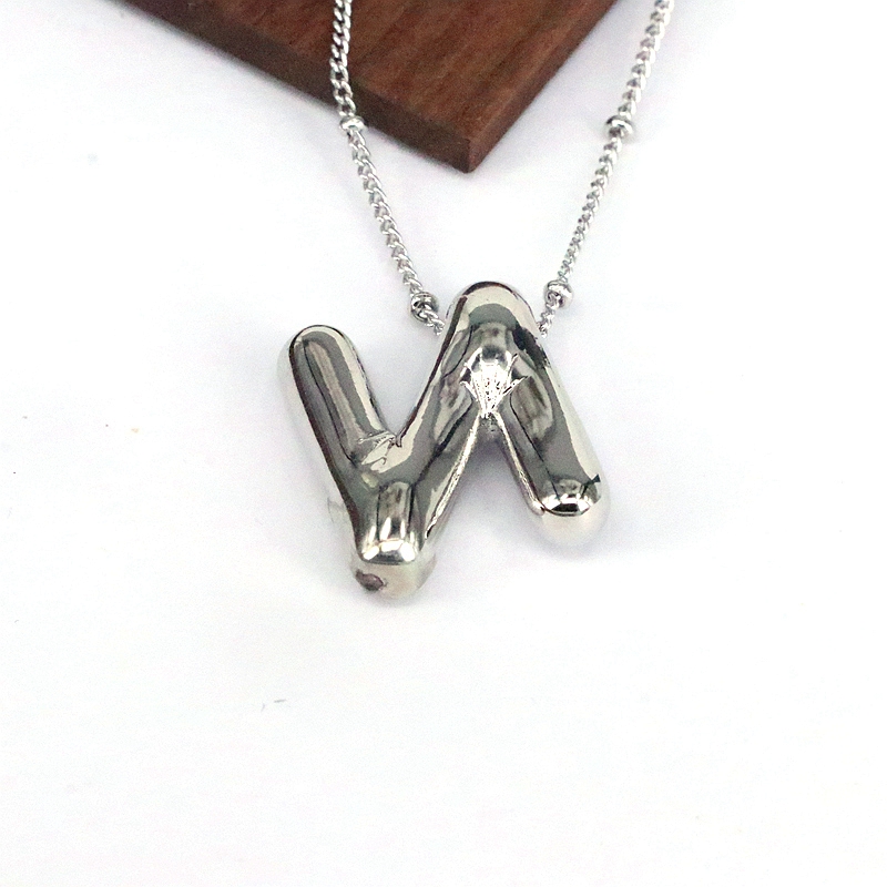 Hip-hop Simple Style Classic Style Letter Copper Silver Plated Pendant Necklace In Bulk display picture 9