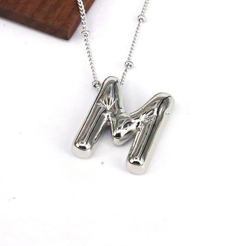 Hip-hop Simple Style Classic Style Letter Copper Silver Plated Pendant Necklace In Bulk display picture 8