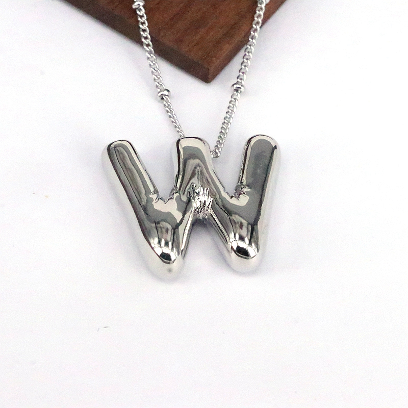 Hip-hop Simple Style Classic Style Letter Copper Silver Plated Pendant Necklace In Bulk display picture 16