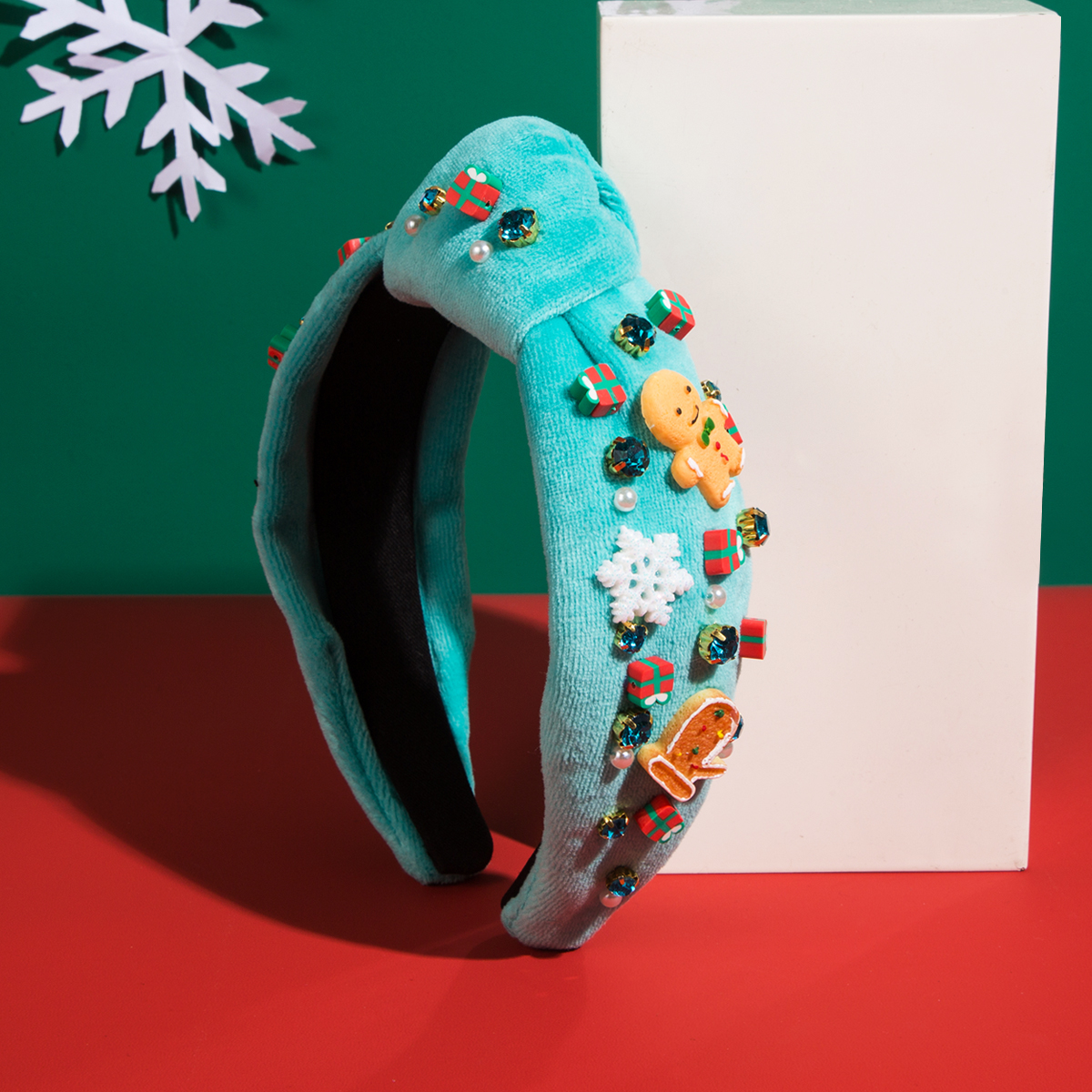 Women's Simple Style Christmas Tree Gingerbread Snowman Cloth Inlay Rhinestones Hair Band display picture 4