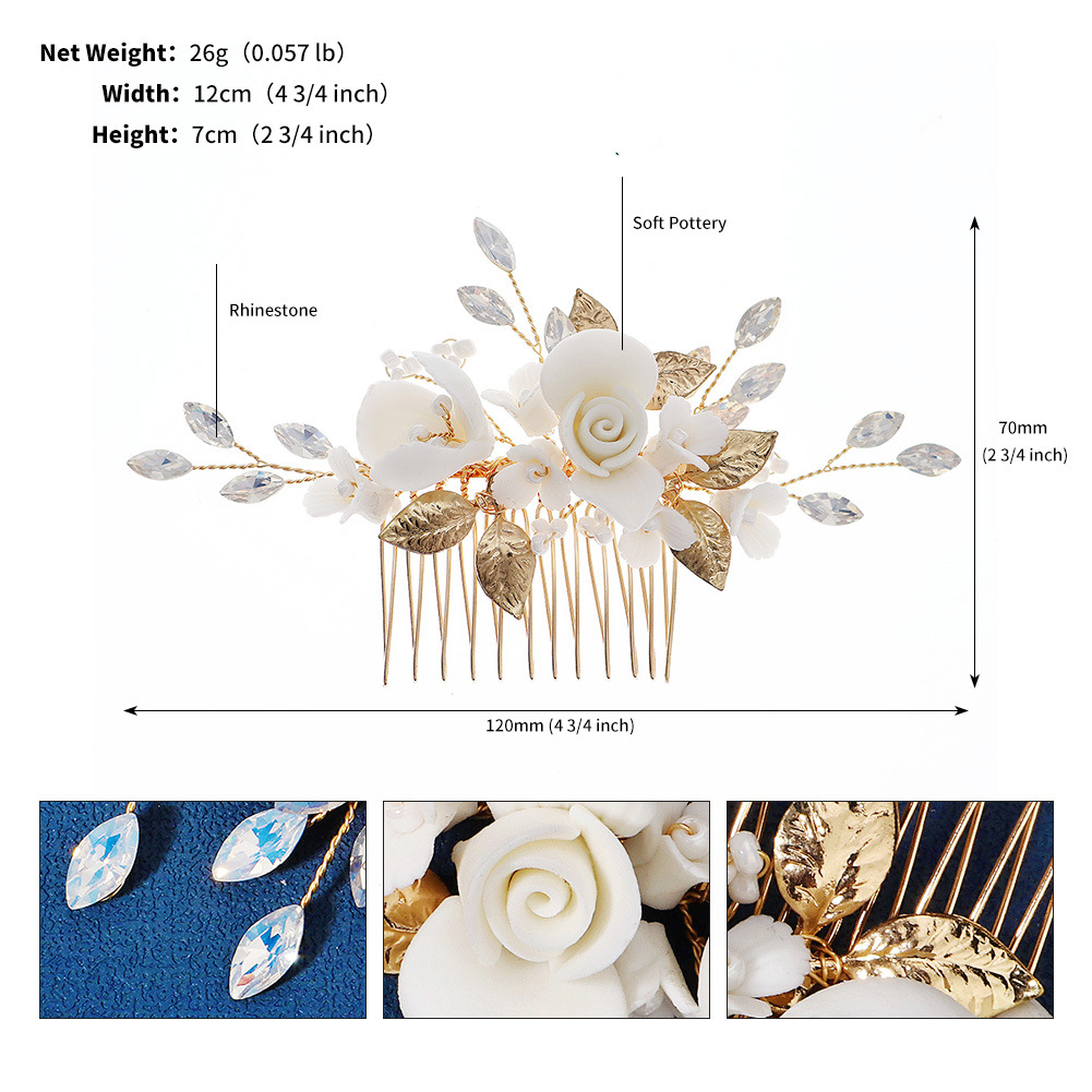 Elegant Retro Lady Flower Rhinestone Insert Comb display picture 10