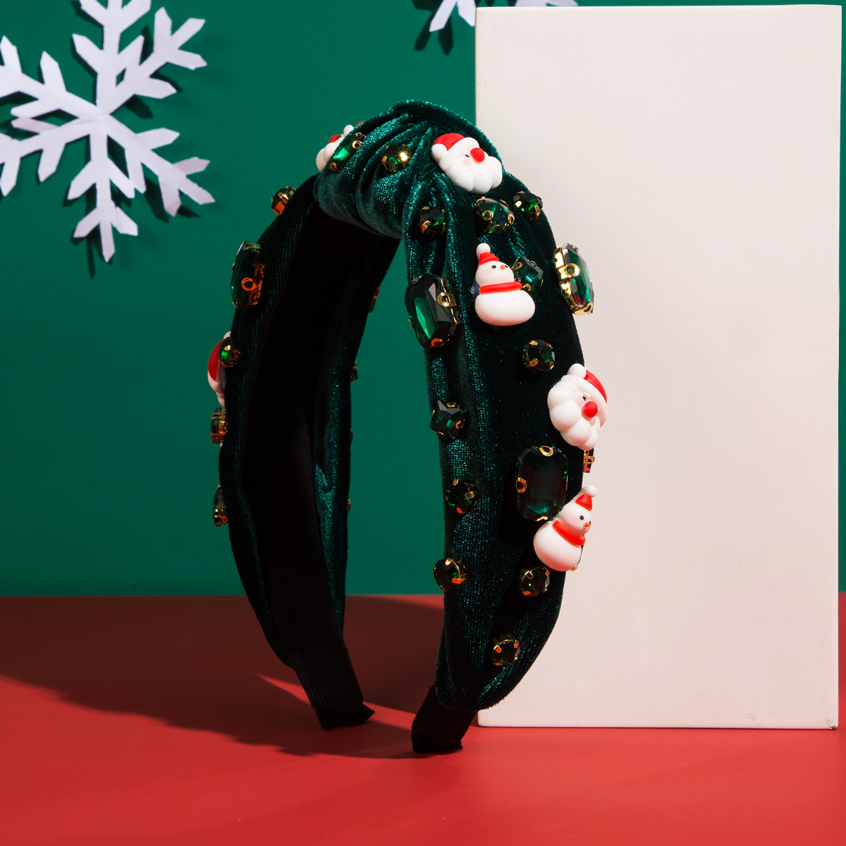 Classic Style Christmas Tree Santa Claus Snowman Cloth Inlay Glass Drill Hair Band display picture 5