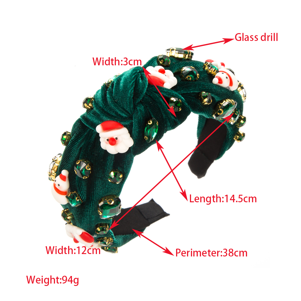 Classic Style Christmas Tree Santa Claus Snowman Cloth Inlay Glass Drill Hair Band display picture 1