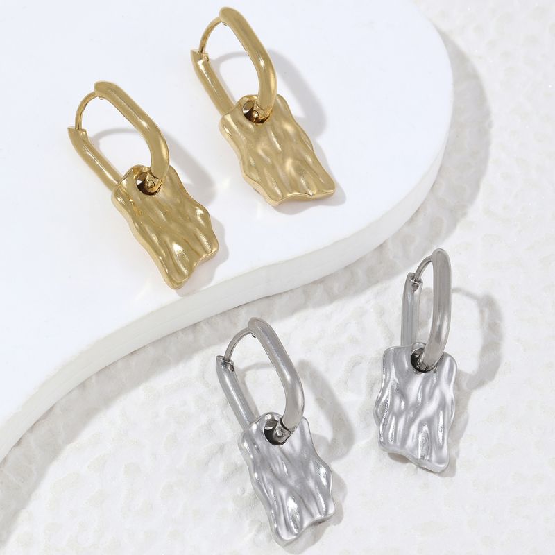 1 Pair Simple Style Streetwear Geometric Polishing Plating Stainless Steel 18K Gold Plated Drop Earrings display picture 1