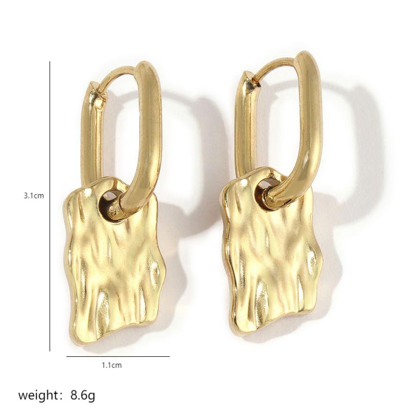 1 Pair Simple Style Streetwear Geometric Polishing Plating Stainless Steel 18K Gold Plated Drop Earrings display picture 3