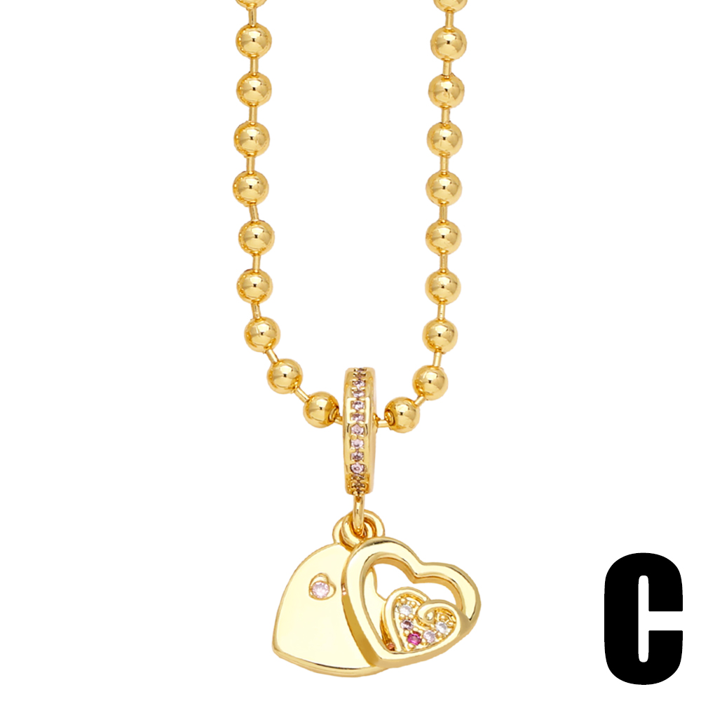 Modern Style Simple Style Letter Heart Shape Copper 18k Gold Plated Zircon Pendant Necklace In Bulk display picture 5