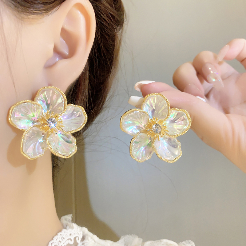 Wholesale Jewelry Retro Luxurious Flower Copper Alloy Artificial Crystal 14k Gold Plated Plating Inlay Ear Studs display picture 2