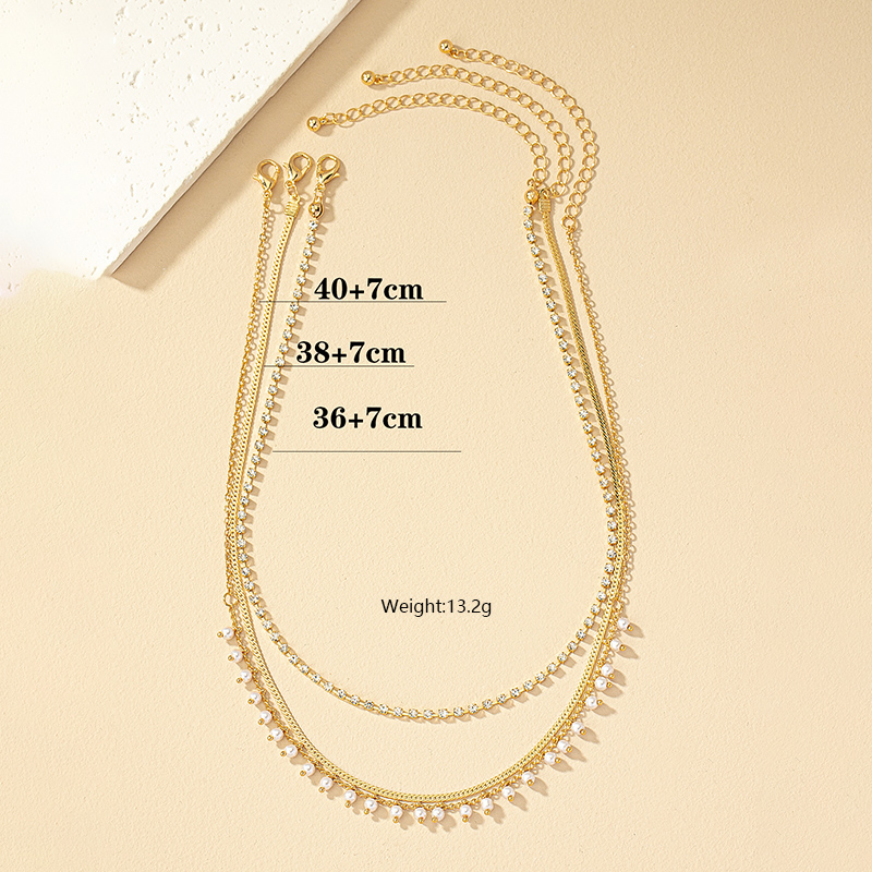 Einfacher Stil Geometrisch 14 Karat Vergoldet Zirkon Legierung Großhandel Dreilagige Halskette display picture 4