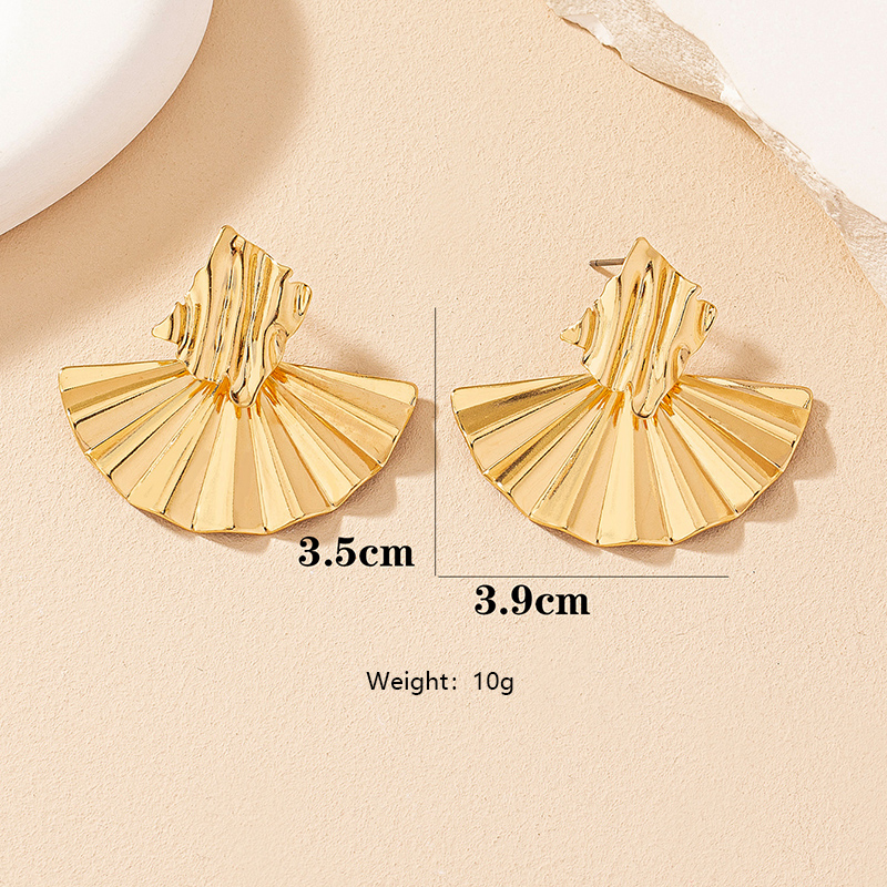 1 Pair Elegant Glam Luxurious Sector Plating Metal Alloy Ferroalloy 14k Gold Plated Ear Studs display picture 5