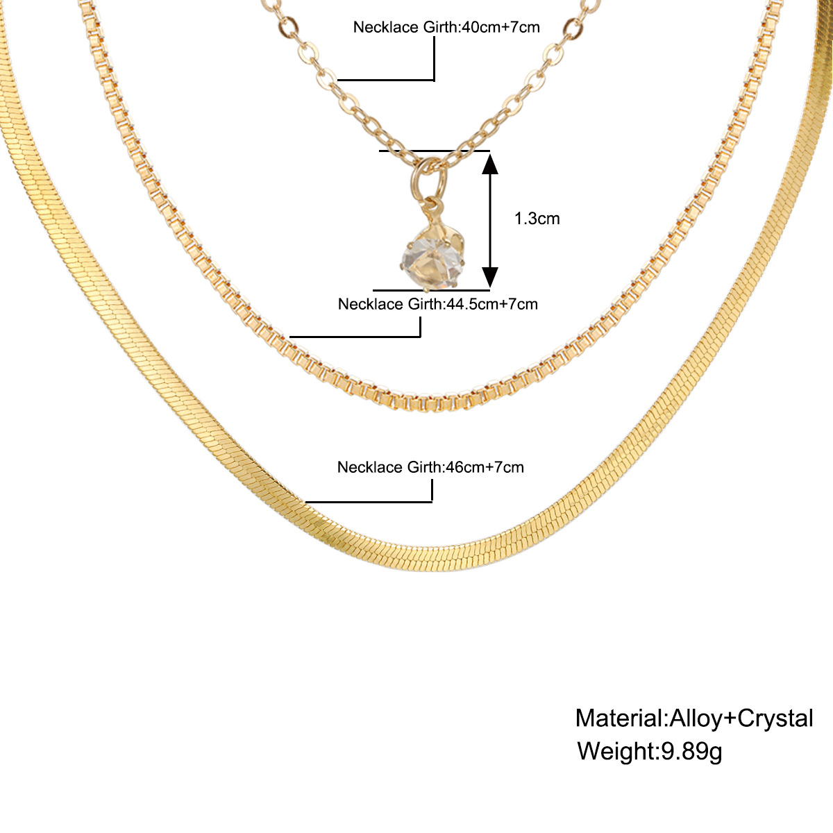 Ig Style Simple Style Round Artificial Crystal Alloy Wholesale Three Layer Necklace display picture 1