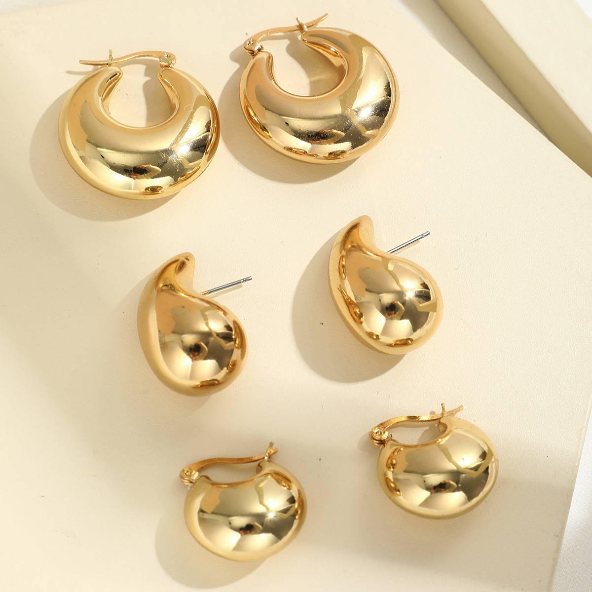 1 Set Ig Style Simple Style Water Droplets Solid Color Alloy Earrings Ear Studs display picture 5