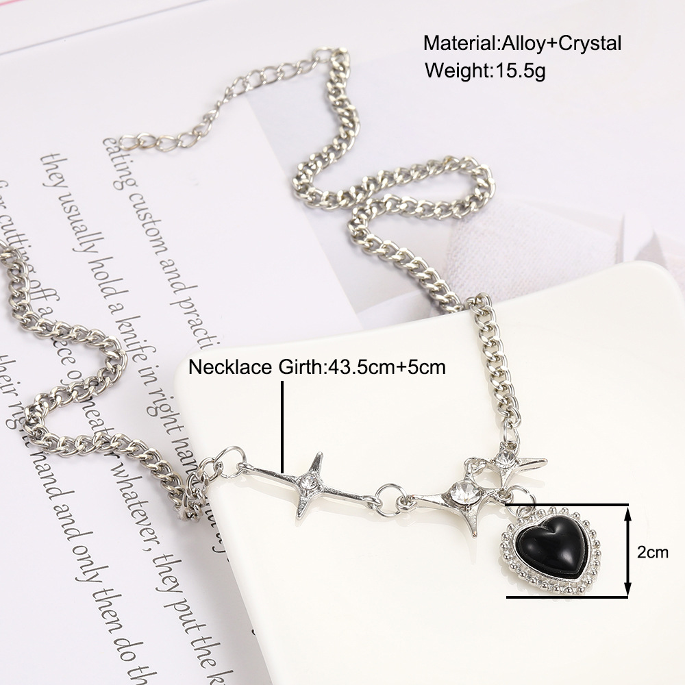 Y2k Simple Style Heart Shape Alloy Inlay Artificial Crystal Women's Pendant Necklace display picture 1