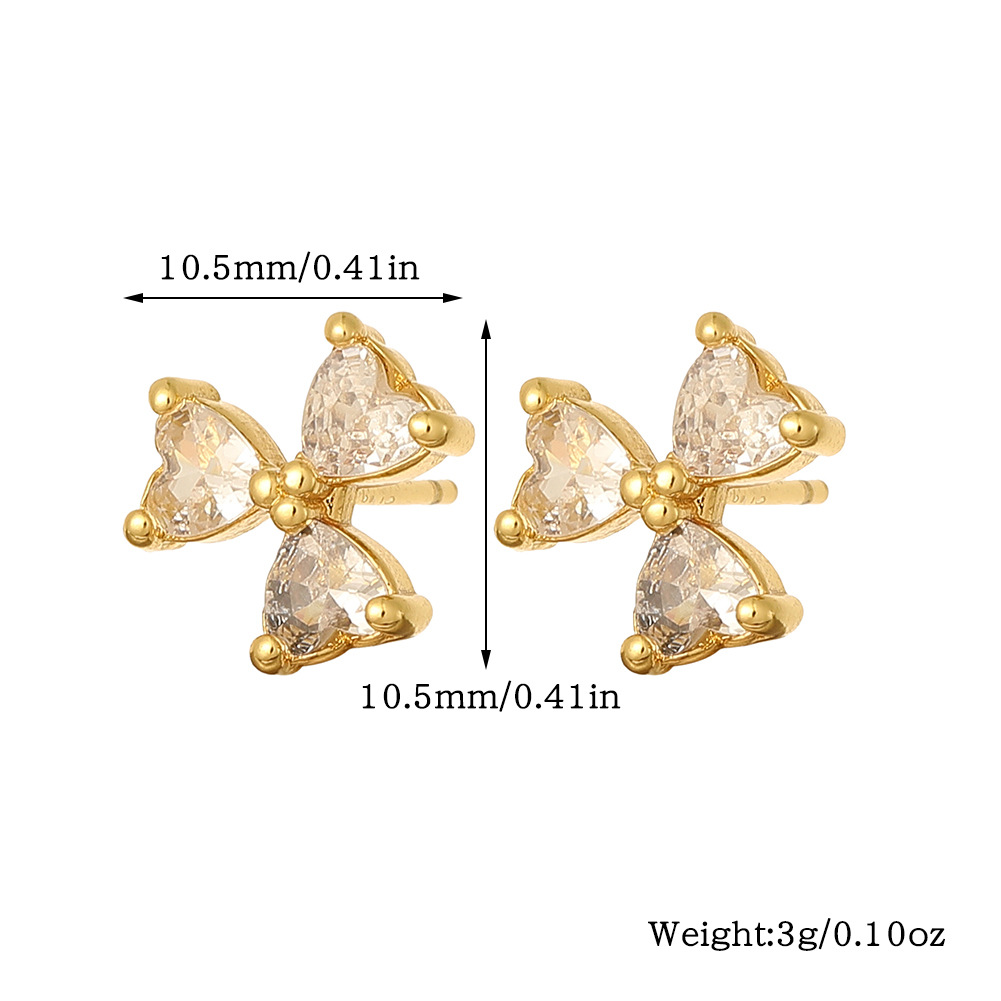 1 Pair Sweet Animal Heart Shape Plating Inlay Copper Artificial Pearls Zircon Drop Earrings Ear Studs display picture 2