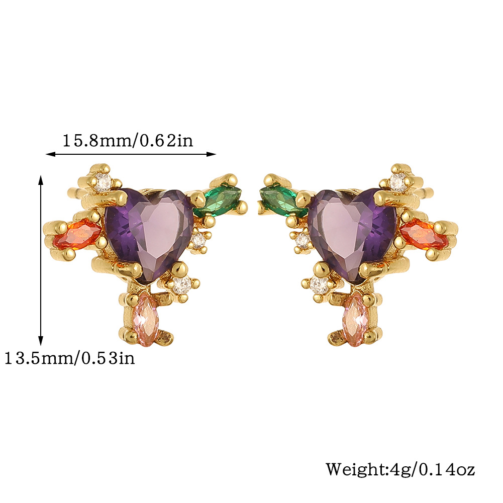 1 Pair Sweet Animal Heart Shape Plating Inlay Copper Artificial Pearls Zircon Drop Earrings Ear Studs display picture 6