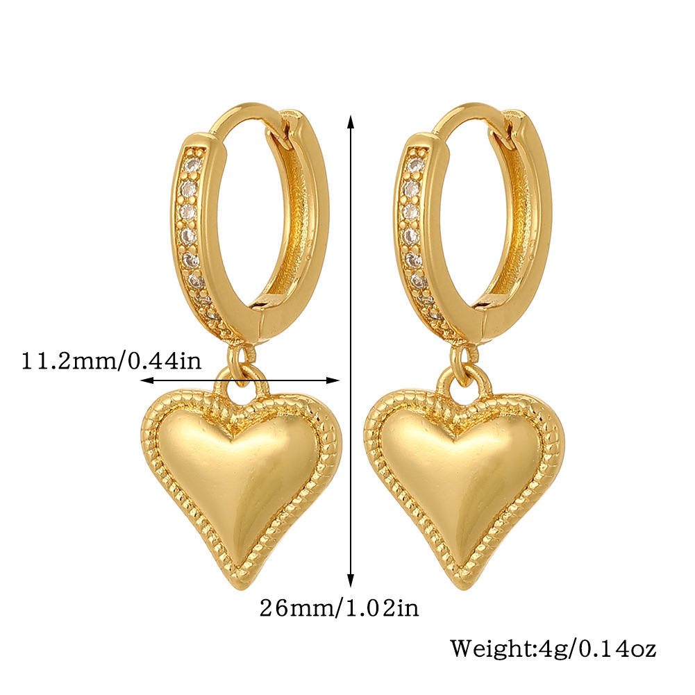 1 Pair Streetwear Animal Heart Shape Plating Inlay Copper Zircon Drop Earrings Ear Studs display picture 2