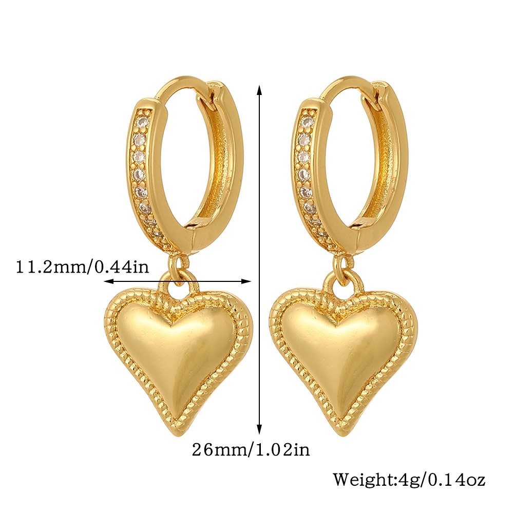 1 Paire Vêtement De Rue Animal Forme De Cœur Placage Incruster Le Cuivre Zircon Boucles D'oreilles Boucles D'oreilles display picture 2