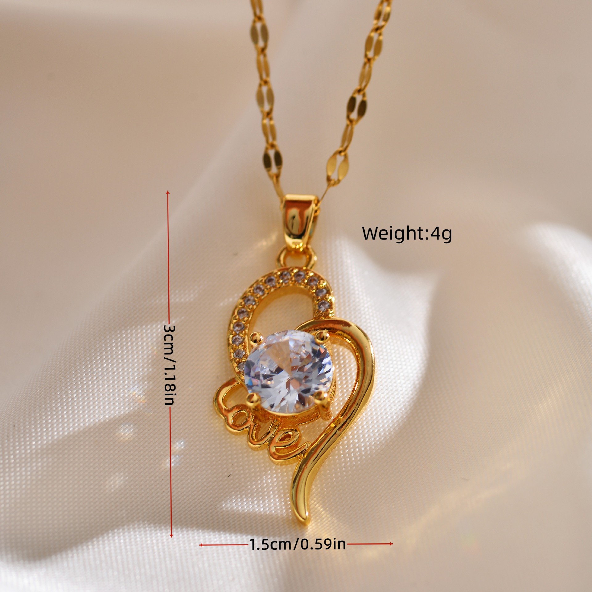 Ig Style Shiny Love Copper Plating Inlay Zircon Pendant Necklace display picture 2