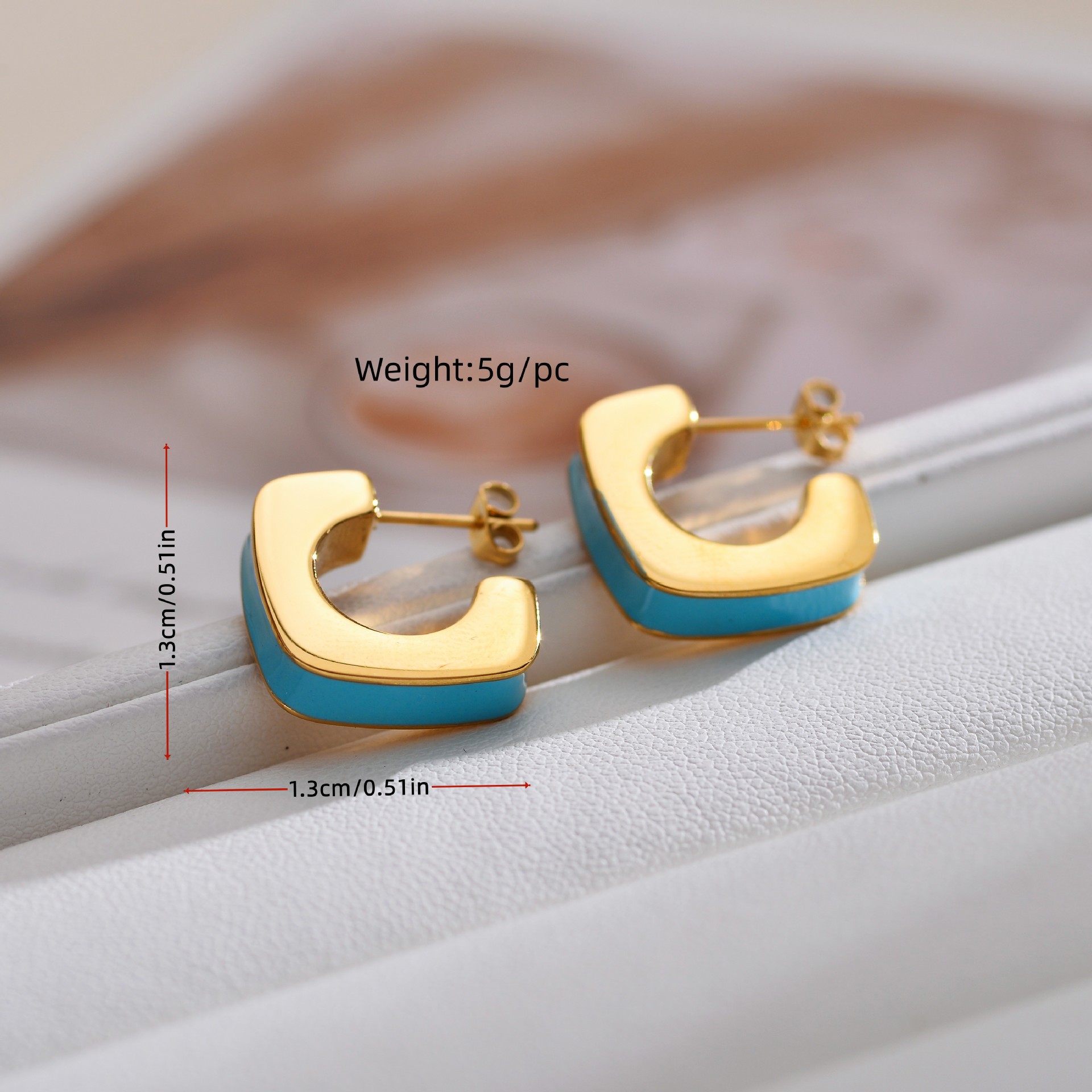 1 Pair Elegant Simple Style Geometric Enamel Plating Stainless Steel Ear Studs display picture 1