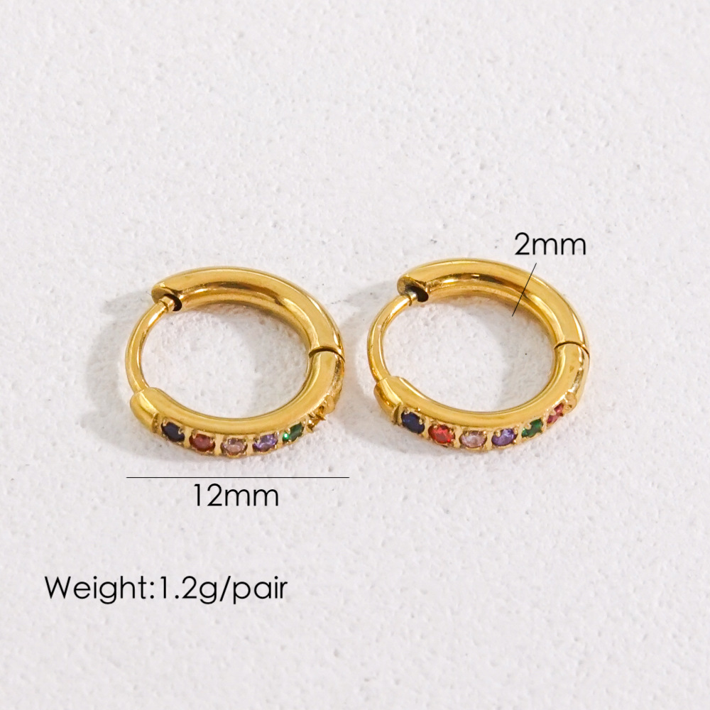 1 Pair Streetwear Solid Color Plating Inlay 304 Stainless Steel Artificial Gemstones 14K Gold Plated Earrings display picture 9