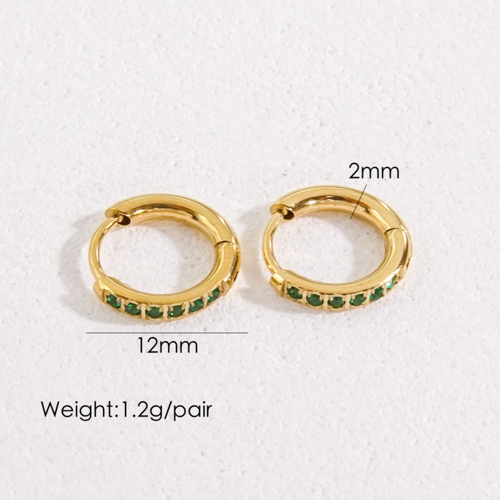 1 Pair Streetwear Solid Color Plating Inlay 304 Stainless Steel Artificial Gemstones 14K Gold Plated Earrings display picture 10