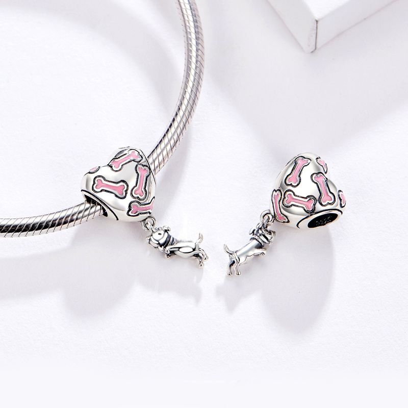 Casual Dog Heart Shape Sterling Silver Enamel Jewelry Accessories display picture 4