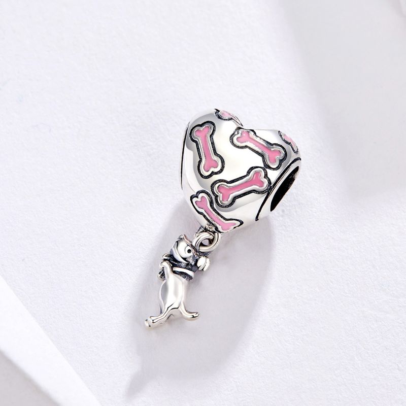 Casual Dog Heart Shape Sterling Silver Enamel Jewelry Accessories display picture 2