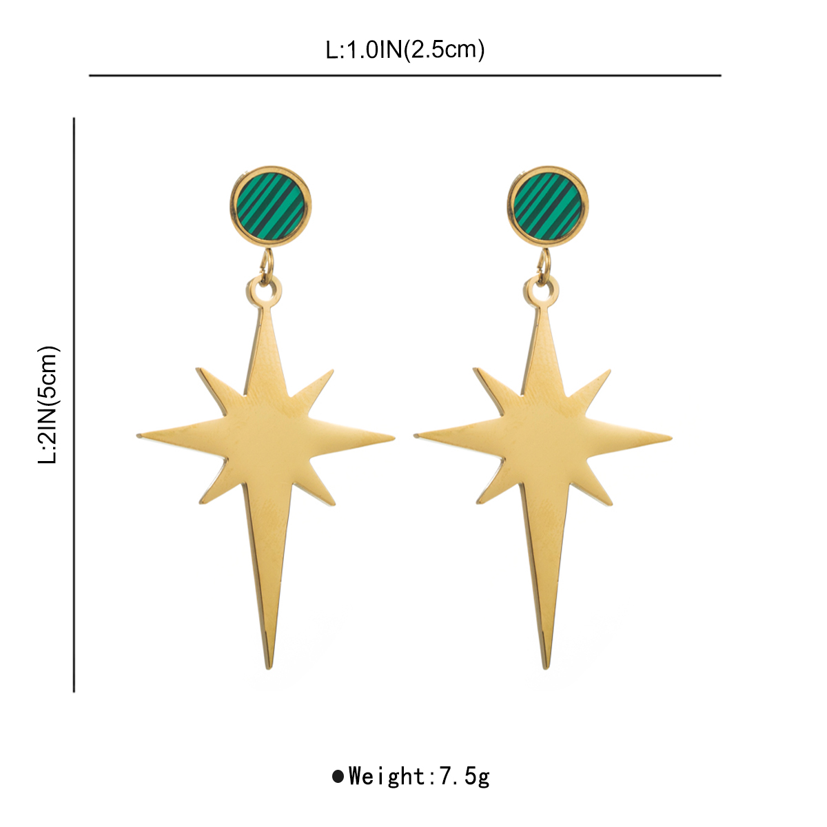 1 Pair Modern Style Simple Style Geometric Star Heart Shape Stainless Steel Drop Earrings display picture 4