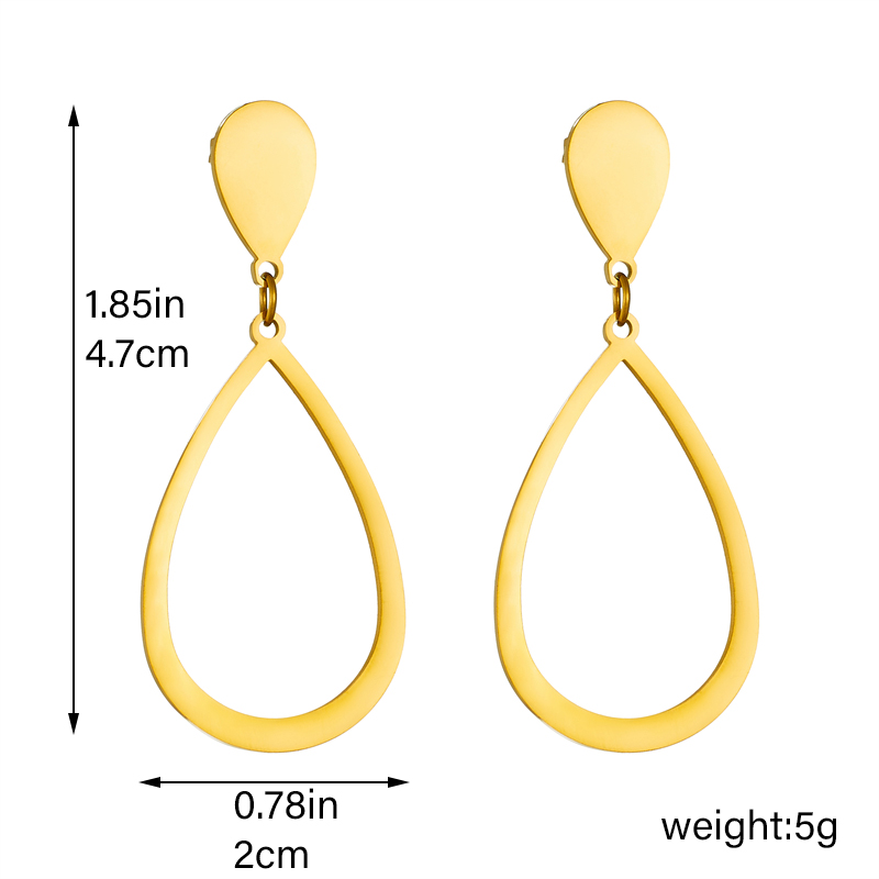 1 Pair Simple Style Water Droplets Plating 304 Stainless Steel No Inlaid 18K Gold Plated Drop Earrings display picture 1