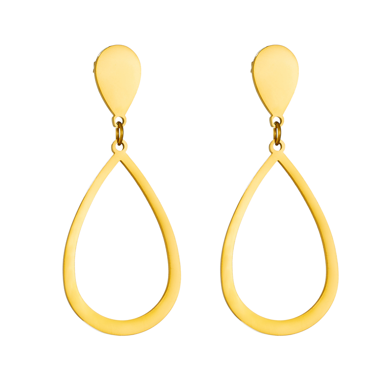 1 Pair Simple Style Water Droplets Plating 304 Stainless Steel No Inlaid 18K Gold Plated Drop Earrings display picture 2