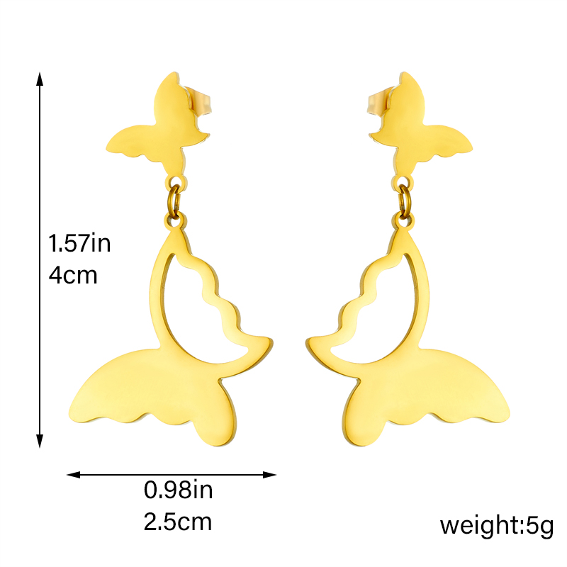 1 Pair Elegant Streetwear Butterfly Plating 304 Stainless Steel No Inlaid 18K Gold Plated Earrings display picture 1