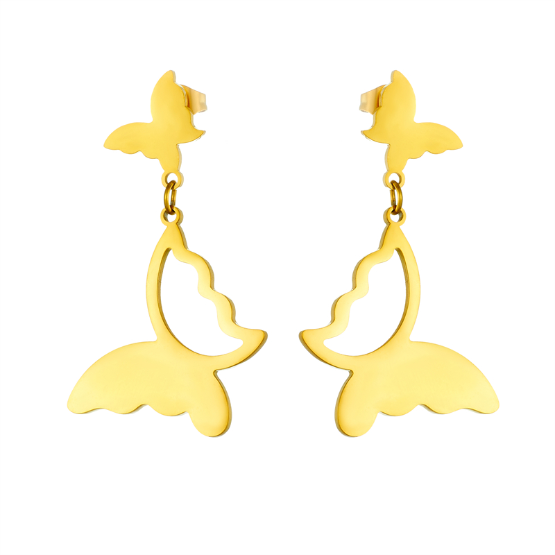 1 Pair Elegant Streetwear Butterfly Plating 304 Stainless Steel No Inlaid 18K Gold Plated Earrings display picture 2