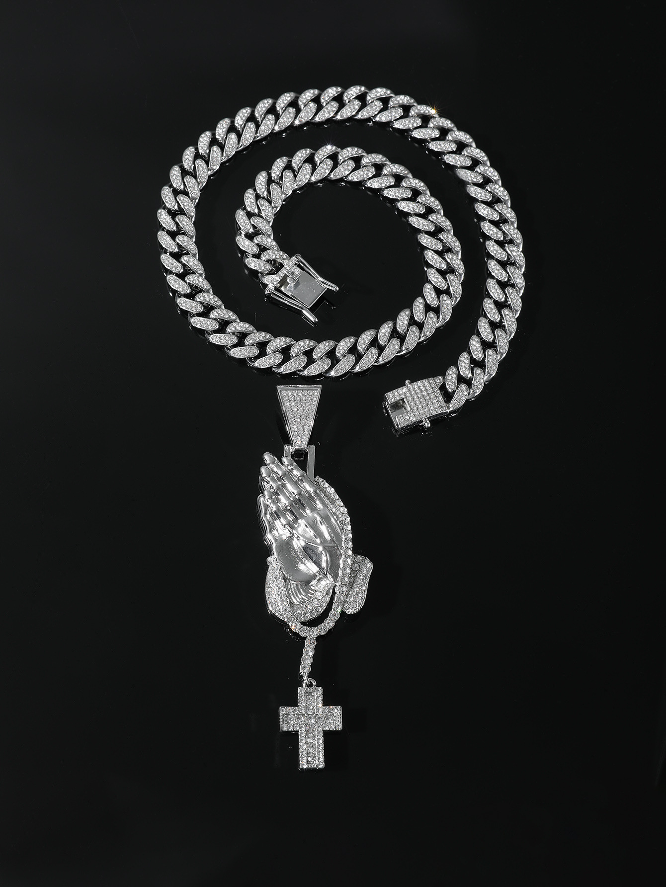 Hip-hop Cross Alloy Inlay Rhinestones Men's Pendant Necklace display picture 6