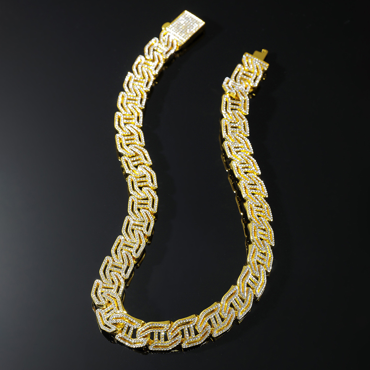 Hip-hop Geometric Alloy Inlay Rhinestones Men's Bracelets Necklace display picture 3