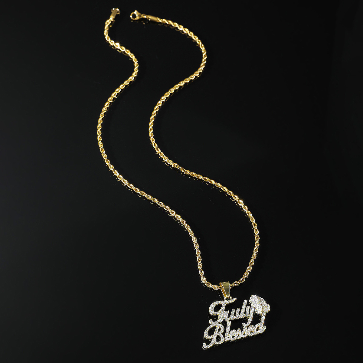 Hip-hop Letter Alloy Inlay Zircon Men's Pendant Necklace display picture 2