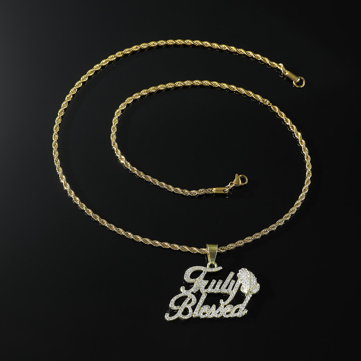 Hip-hop Letter Alloy Inlay Zircon Men's Pendant Necklace display picture 3