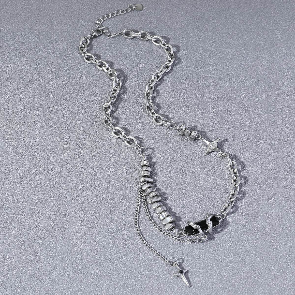 Strassenmode Toller Stil Geometrisch Stern Zinklegierung Überzug Inlay Strasssteine Unisex Halskette display picture 2
