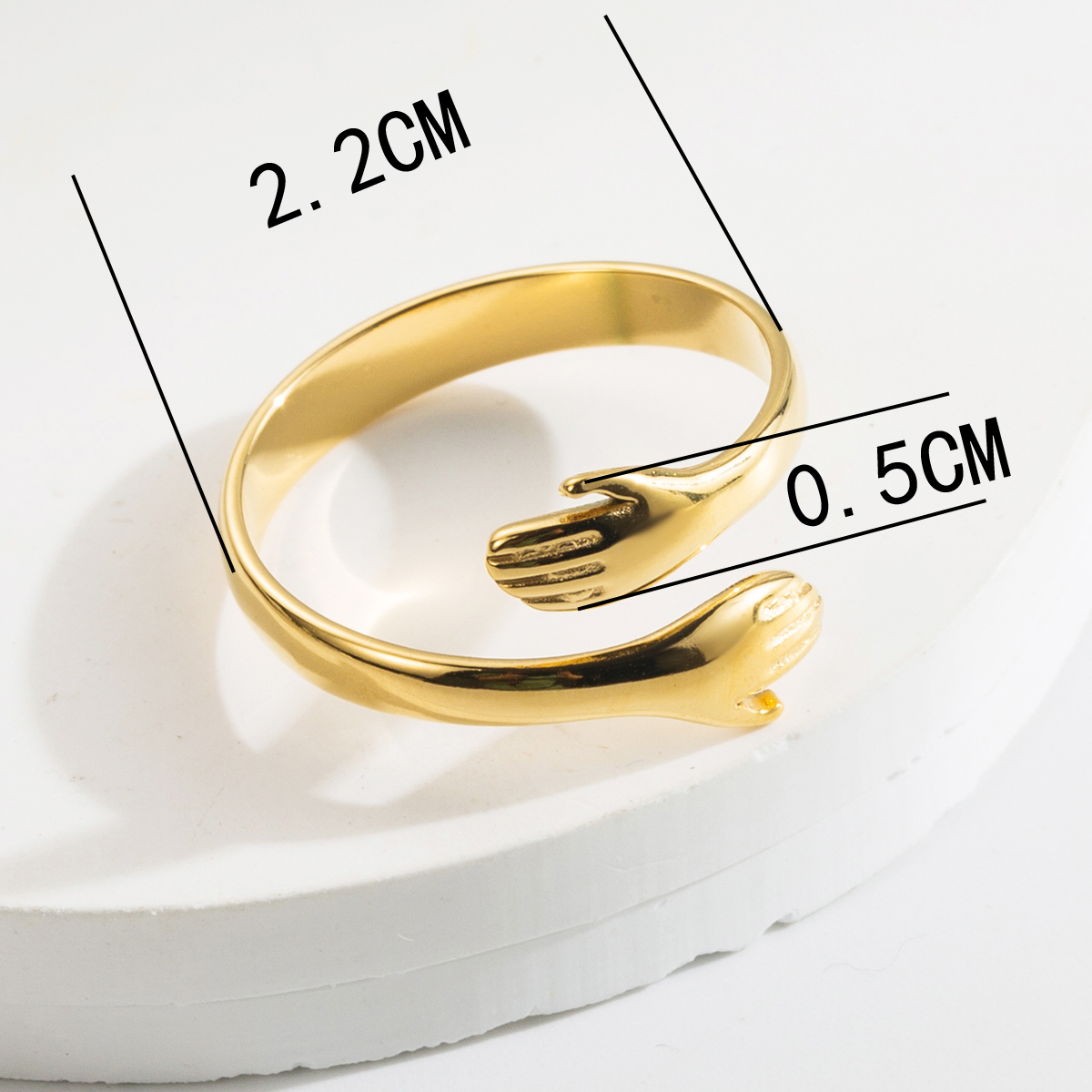 Edelstahl 304 14 Karat Vergoldet Retro Römischer Stil Überzug Hand Herzform Flügel Offener Ring display picture 1