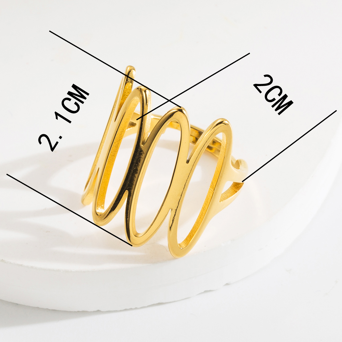 Edelstahl 304 14 Karat Vergoldet Retro Römischer Stil Überzug Hand Herzform Flügel Offener Ring display picture 6