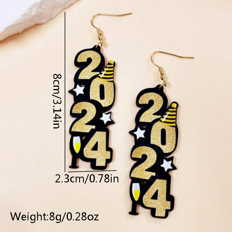 1 Pair Simple Style Classic Style Number Printing Arylic Drop Earrings display picture 1