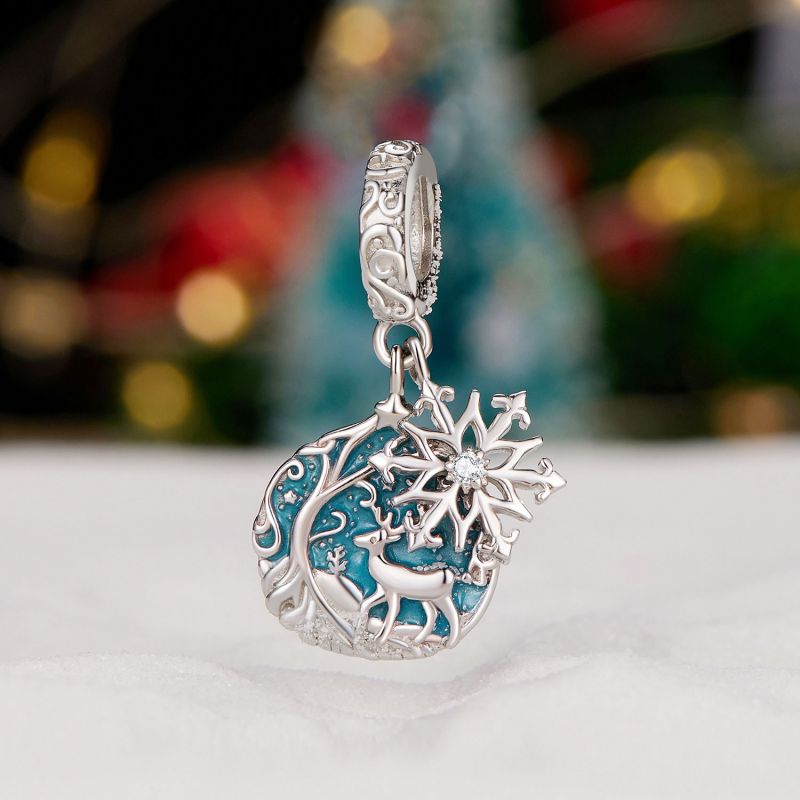 Casual Snowflake Elk Sterling Silver Inlay Zircon Jewelry Accessories display picture 2