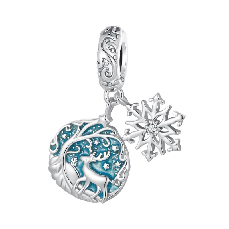 Casual Snowflake Elk Sterling Silver Inlay Zircon Jewelry Accessories display picture 3