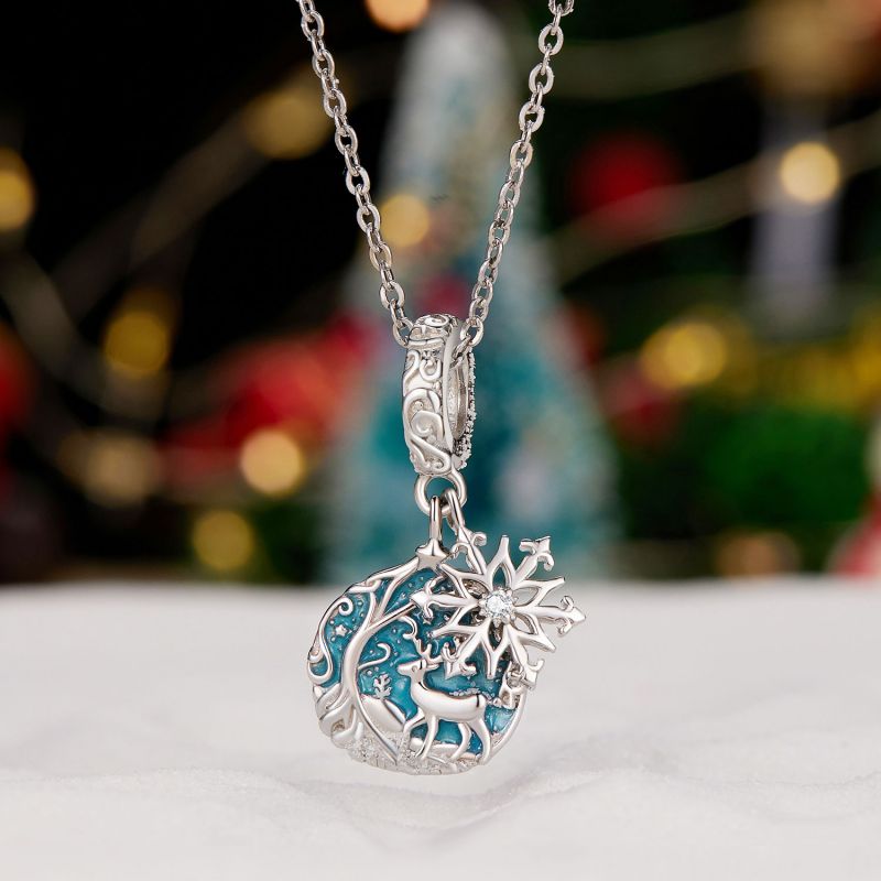 Casual Snowflake Elk Sterling Silver Inlay Zircon Jewelry Accessories display picture 9
