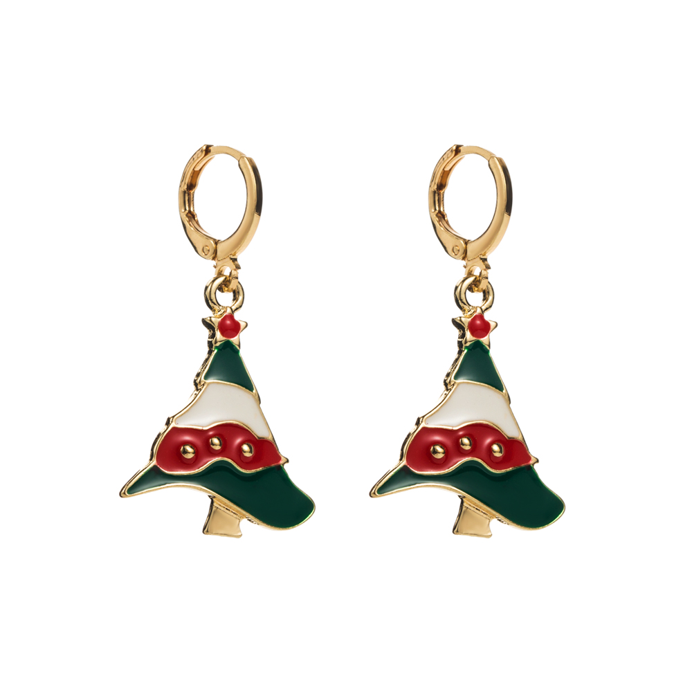 1 Pair Christmas Streetwear Christmas Tree Santa Claus Elk Enamel Alloy Drop Earrings display picture 8