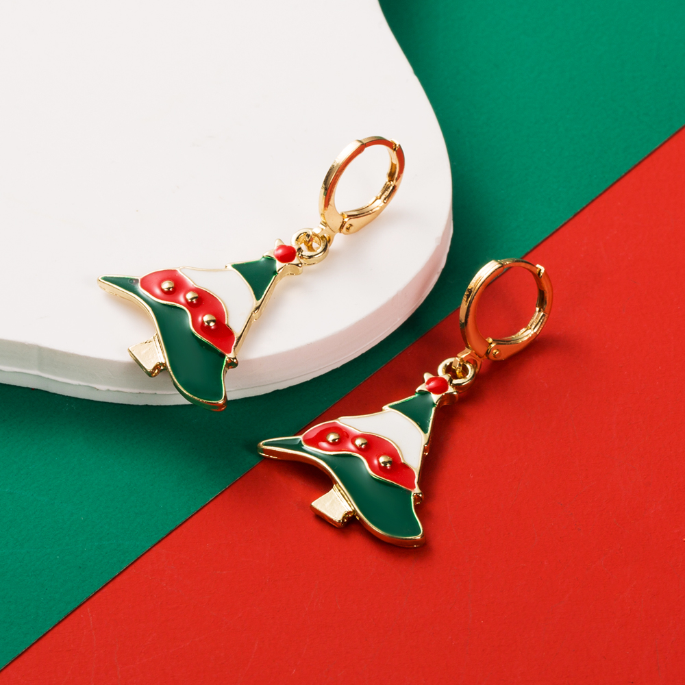 1 Pair Christmas Streetwear Christmas Tree Santa Claus Elk Enamel Alloy Drop Earrings display picture 6