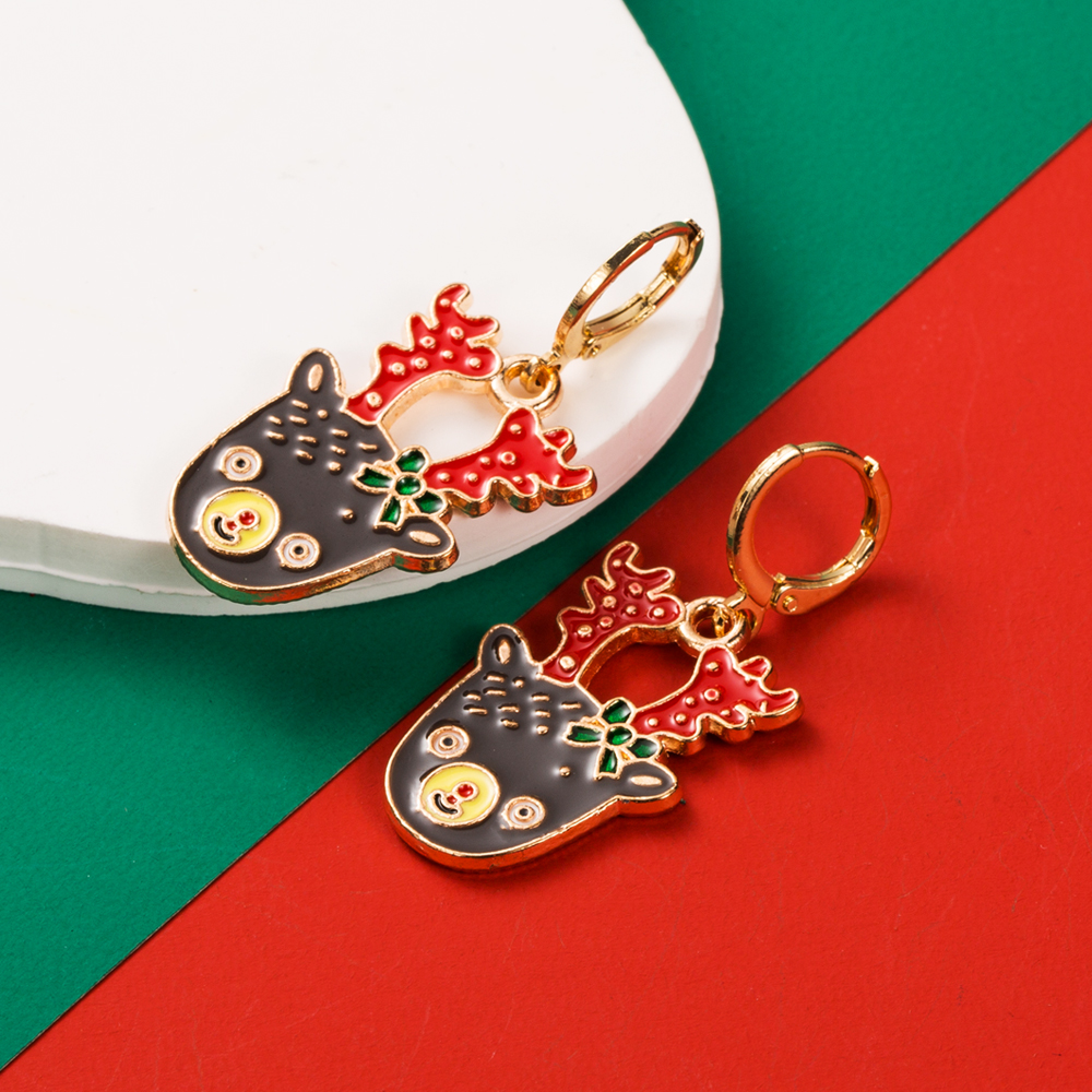 1 Pair Christmas Streetwear Christmas Tree Santa Claus Elk Enamel Alloy Drop Earrings display picture 3