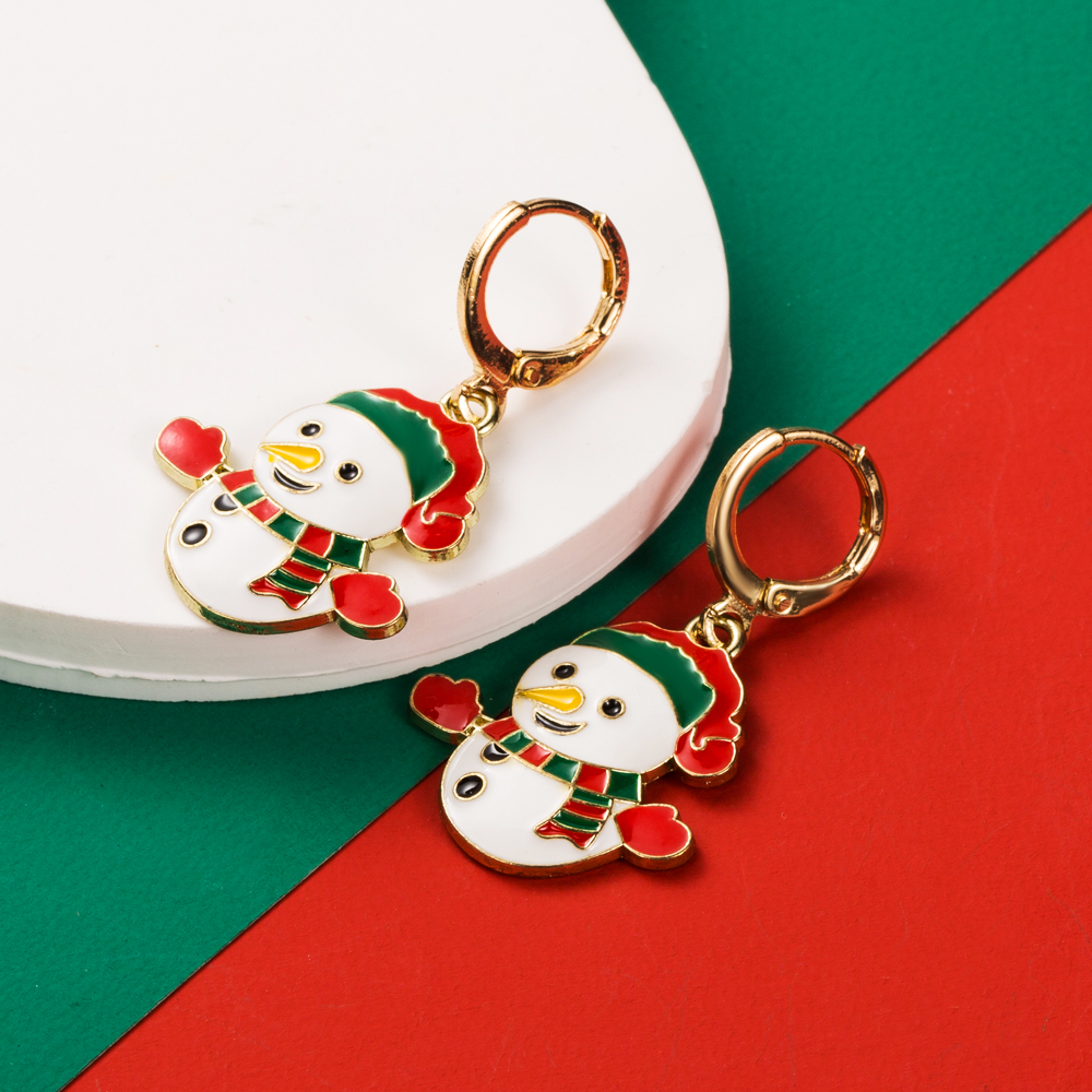 1 Pair Christmas Streetwear Christmas Tree Santa Claus Elk Enamel Alloy Drop Earrings display picture 7