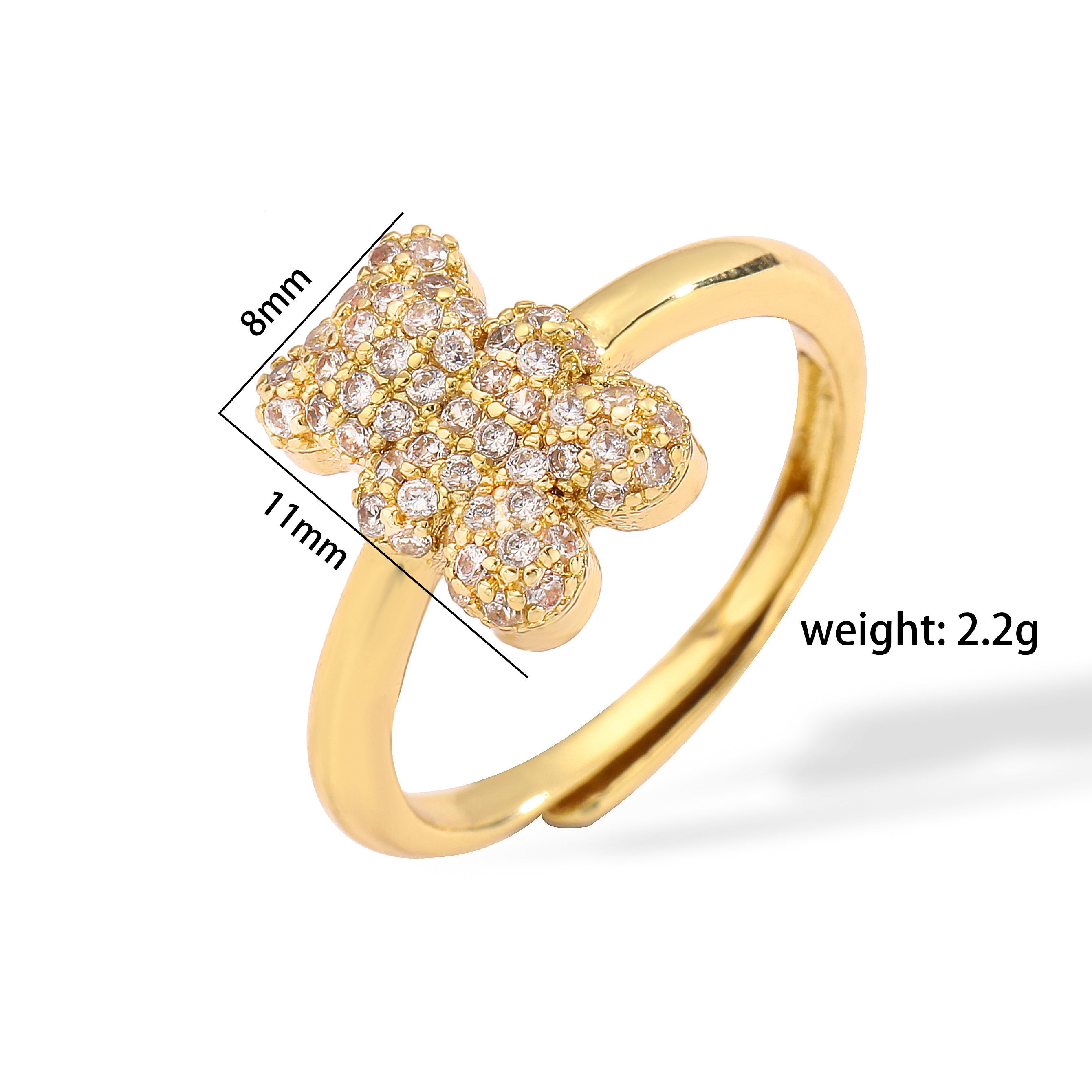Elegant Cute Simple Style Bear Copper Plating Inlay Zircon 18k Gold Plated Rings Earrings Necklace display picture 13