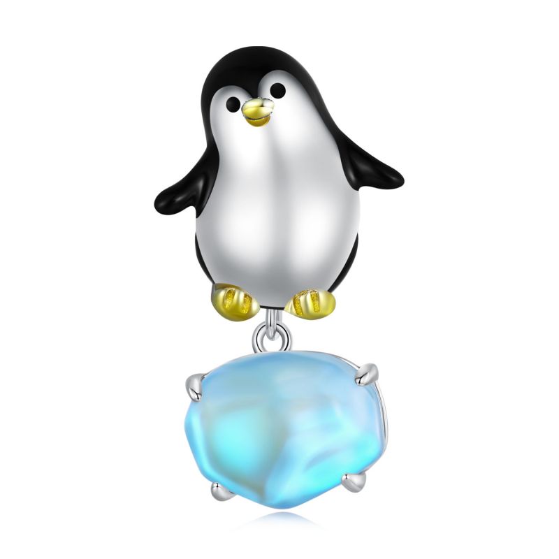 Casual Lindo Pingüino Plata Esterlina Embutido Cristal Accesorios De Joyería display picture 1
