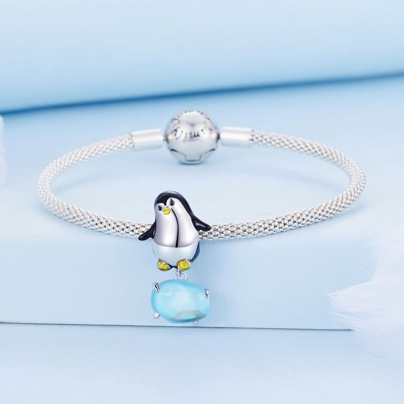 Casual Cute Penguin Sterling Silver Inlay Crystal Jewelry Accessories display picture 8